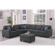 8-Piece Linen Fabric Upholstered Sectional With Console & Ottoman-Dark Gray