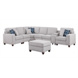 8-Piece Linen Fabric Upholstered Sectional With Console & Ottoman-Light Gray