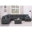 9-Piece Linen Fabric Upholstered Sectional With Chaise & Console-Dark Gray