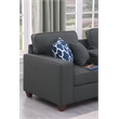 9-Piece Linen Fabric Upholstered Sectional With Chaise & Console-Dark Gray