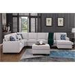 9-Piece Linen Fabric Upholstered Sectional With Chaise & Console-Light Gray