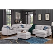 9-Piece Linen Fabric Upholstered Sectional With Chaise & Console-Light Gray