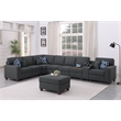 9-Piece Linen Fabric Upholstered Sectional With Console & Ottoman-Dark Gray