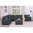 9-Piece Linen Fabric Upholstered Sectional With Console & Ottoman-Dark Gray