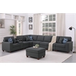 9-Piece Linen Fabric Upholstered Sectional With Console & Ottoman-Dark Gray