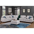 9-Piece Linen Fabric Upholstered Sectional With Console & Ottoman-Light Gray