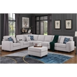 9-Piece Linen Fabric Upholstered Sectional With Console & Ottoman-Light Gray