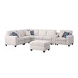 8 - Piece Chenille Fabric Upholstered Sectional With Console & Ottoman-Beige