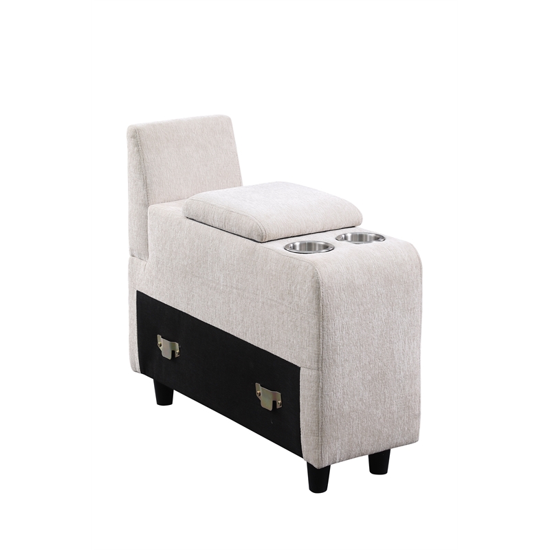 8 - Piece Chenille Fabric Upholstered Sectional With Console & Ottoman-Beige