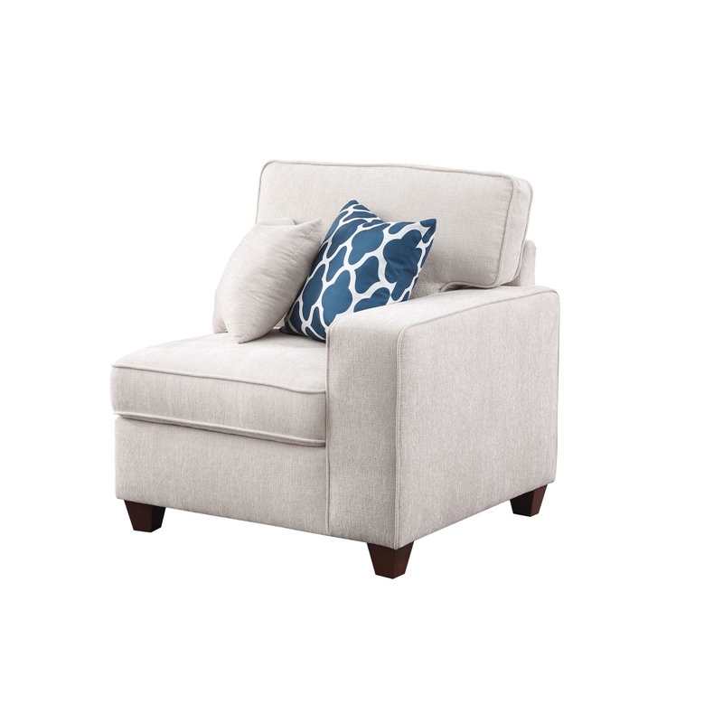 8 - Piece Chenille Fabric Upholstered Sectional With Console & Ottoman-Beige