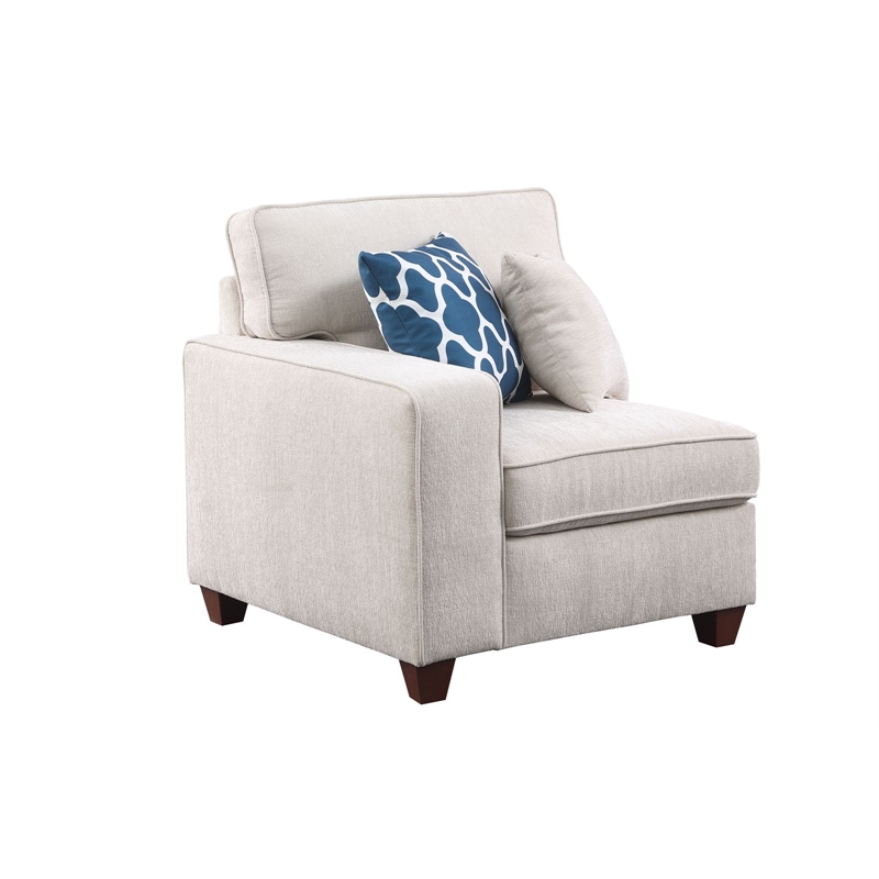 8 - Piece Chenille Fabric Upholstered Sectional With Console & Ottoman-Beige