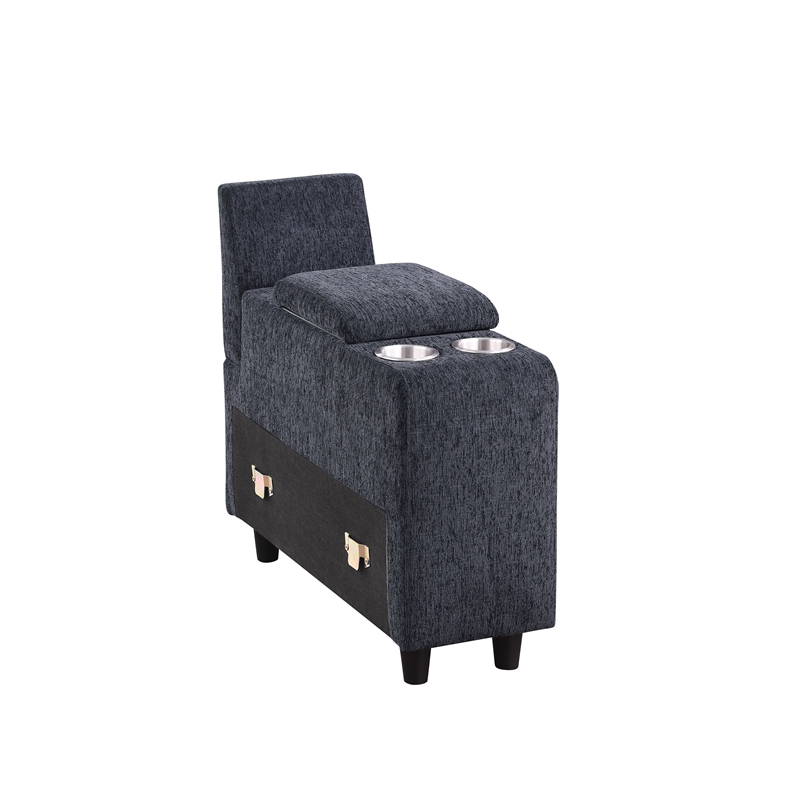 8 - Piece Chenille Fabric Upholstered Sectional With Console & Ottoman-Black
