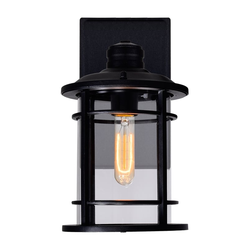 CWI Lighting Belmont 1 Light Farmhouse Metal Outdoor Wall Lantern in Black