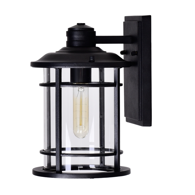 CWI Lighting Belmont 1 Light Farmhouse Metal Outdoor Wall Lantern in Black