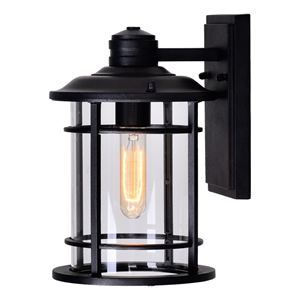 CWI Lighting Belmont 1 Light Farmhouse Metal Outdoor Wall Lantern in Black