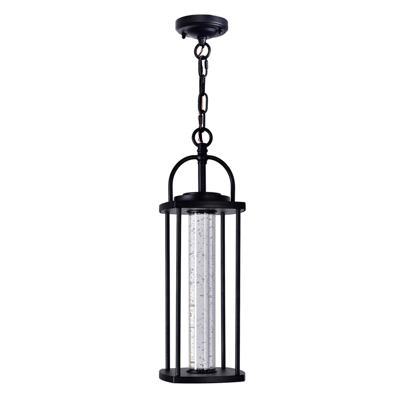CWI Lighting Greenwood 1 Light Farmhouse Metal LED Outdoor Pendant in Black
