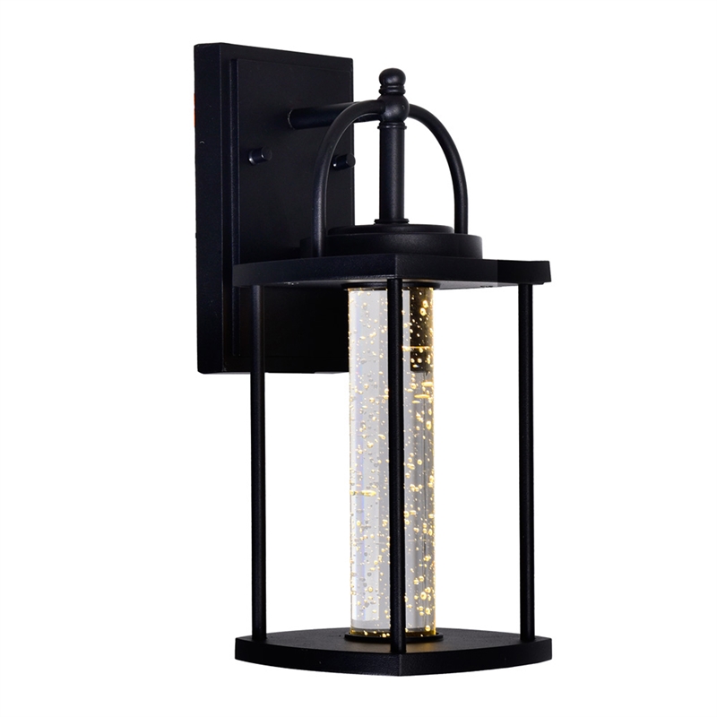 CWI Lighting Greenwood 1 Light Farmhouse Metal Outdoor Wall Lantern in Black
