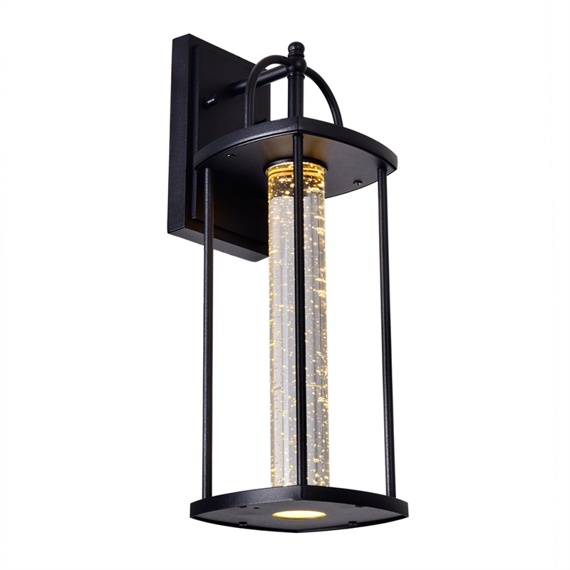 CWI Lighting Greenwood 1 Light Farmhouse Metal LED Outdoor Wall Lantern in Black