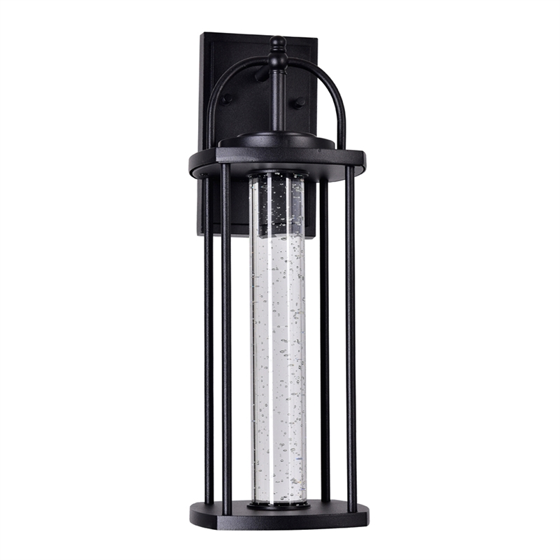 CWI Lighting Greenwood 1 Light Farmhouse Metal LED Outdoor Wall Lantern in Black