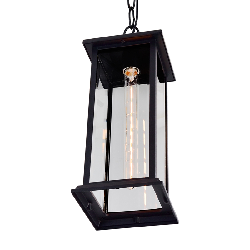 CWI Lighting Blackbridge 1 Light Farmhouse Metal Outdoor Pendant in Black