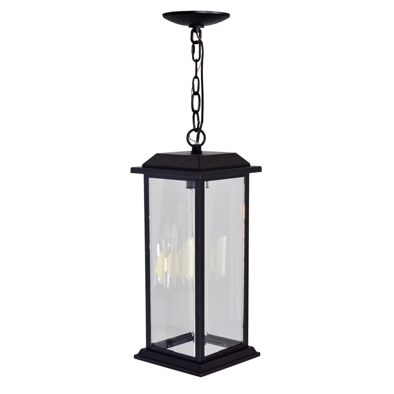 CWI Lighting Blackbridge 1 Light Farmhouse Metal Outdoor Pendant in Black