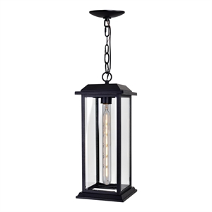 CWI Lighting Blackbridge 1 Light Farmhouse Metal Outdoor Pendant in Black