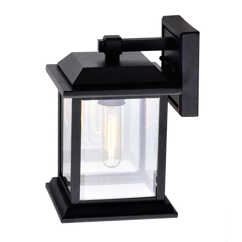 CWI Lighting Blackbridge 1 Light Metal Outdoor Wall Lantern in Black