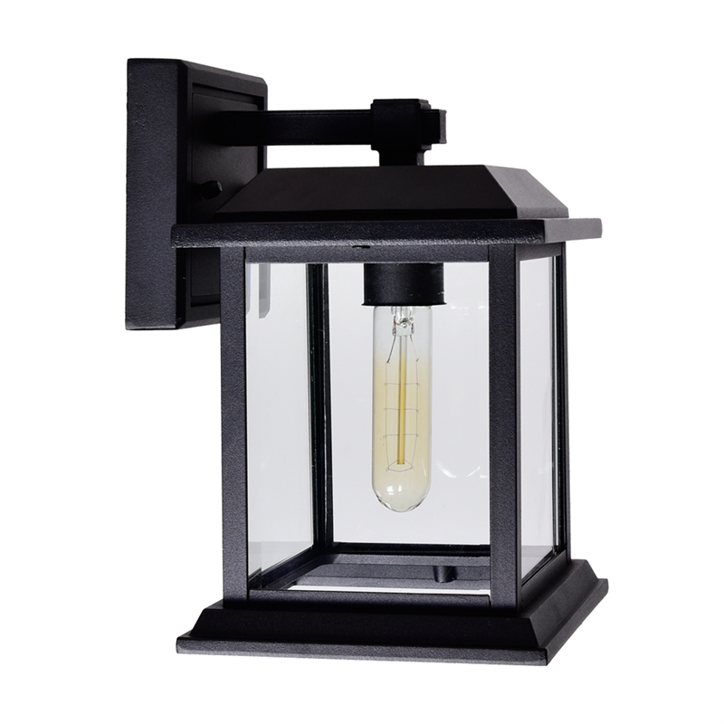 CWI Lighting Blackbridge 1 Light Metal Outdoor Wall Lantern in Black