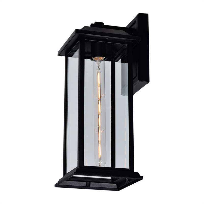 CWI Lighting Blackbridge 1 Light Farmhouse Metal Outdoor Wall Lantern in Black