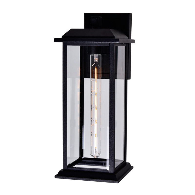 CWI Lighting Blackbridge 1 Light Farmhouse Metal Outdoor Wall Lantern in Black