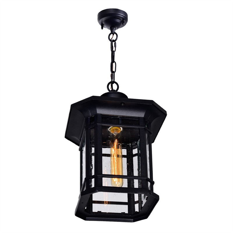 CWI Lighting Blackburn 1 Light Farmhouse Metal Light Outdoor Pendant in Black