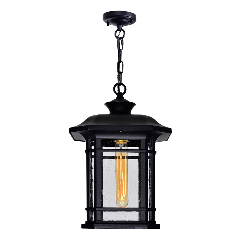 CWI Lighting Blackburn 1 Light Farmhouse Metal Light Outdoor Pendant in Black