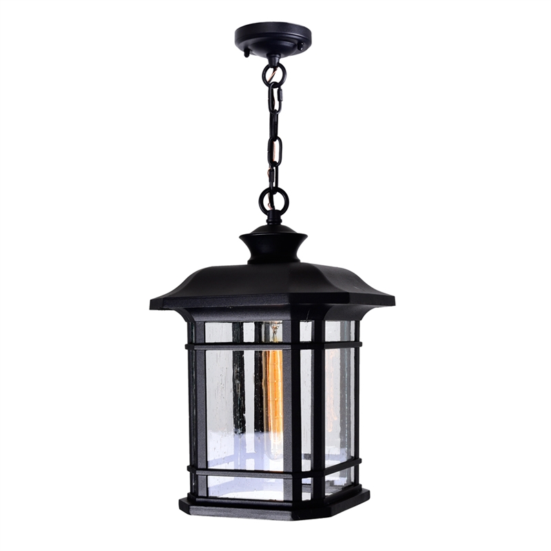 CWI Lighting Blackburn 1 Light Farmhouse Metal Light Outdoor Pendant in Black