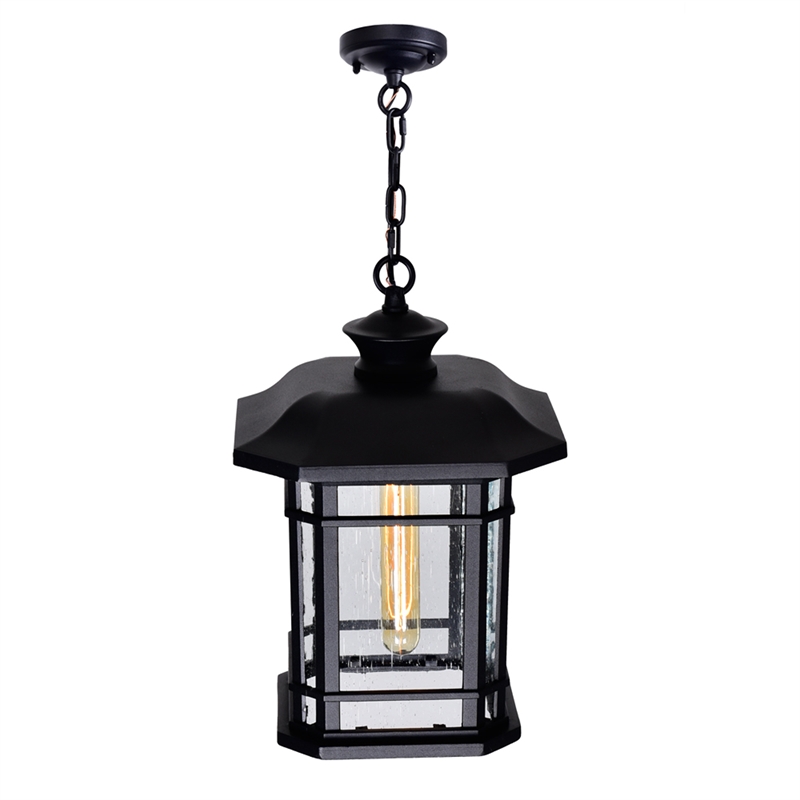 CWI Lighting Blackburn 1 Light Farmhouse Metal Light Outdoor Pendant in Black