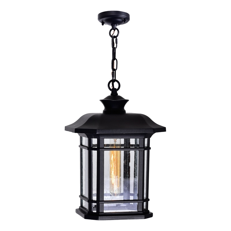 CWI Lighting Blackburn 1 Light Farmhouse Metal Light Outdoor Pendant in Black