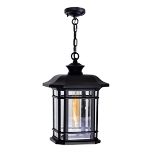 CWI Lighting Blackburn 1 Light Farmhouse Metal Light Outdoor Pendant in Black
