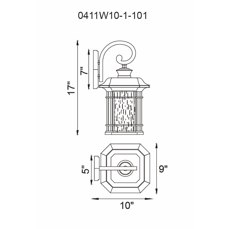 CWI Lighting Blackburn 1 Light Metal Outdoor Wall Lantern in Black