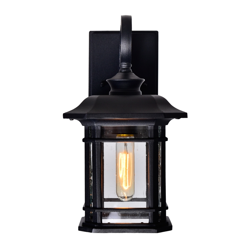CWI Lighting Blackburn 1 Light Farmhouse Metal Outdoor Wall Lantern in Black