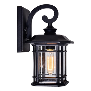 CWI Lighting Blackburn 1 Light Farmhouse Metal Outdoor Wall Lantern in Black