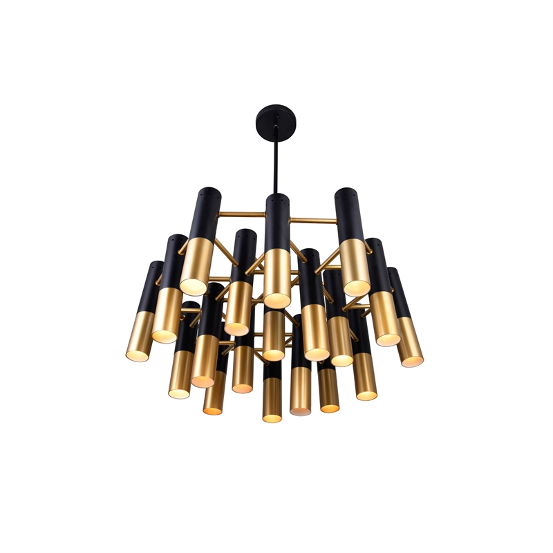 CWI Lighting Anem 19 Light Down Transitional Metal Chandelier in Black/Gold