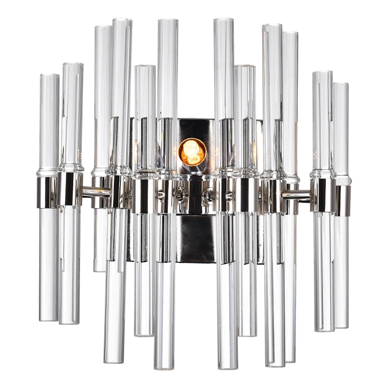 CWI Lighting Miroir 2 Light Transitional Metal Wall Light in Polished Nickel