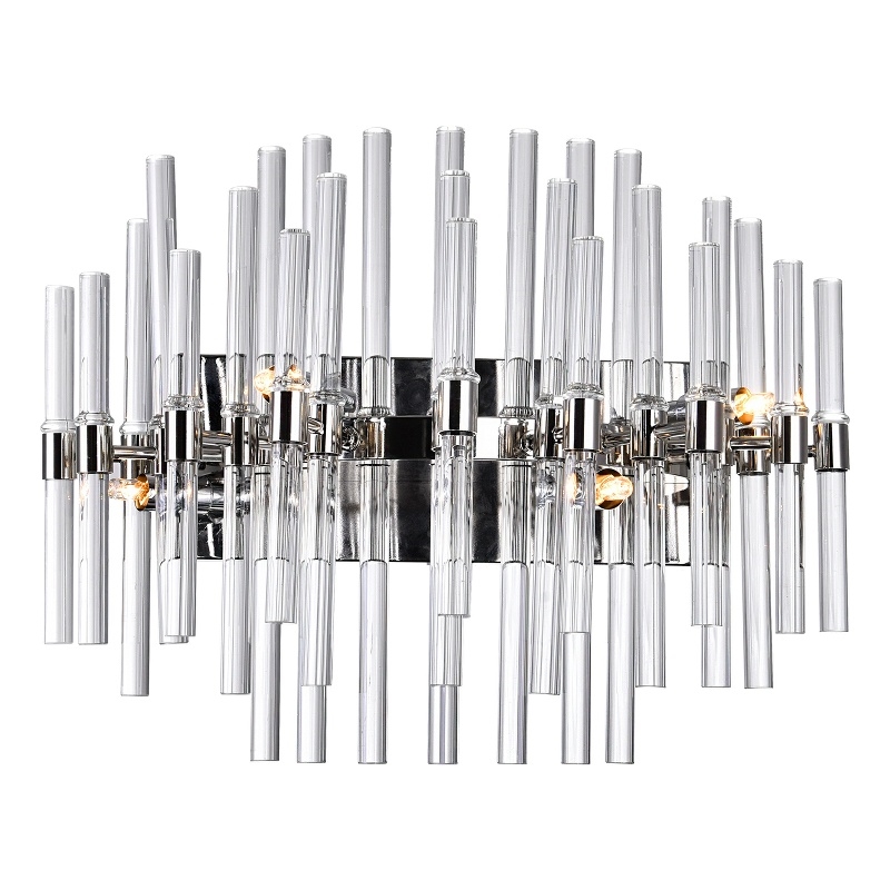 CWI Lighting Miroir 4 Light Transitional Metal Vanity Light in Polished Nickel