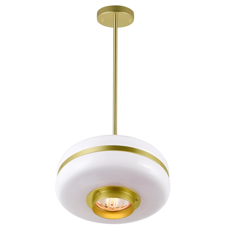 CWI Lighting Elementary 1 Light Down Contemporary Metal Pendant in Gold
