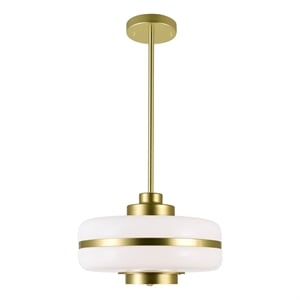 CWI Lighting Elementary 1 Light Down Contemporary Metal Pendant in Gold