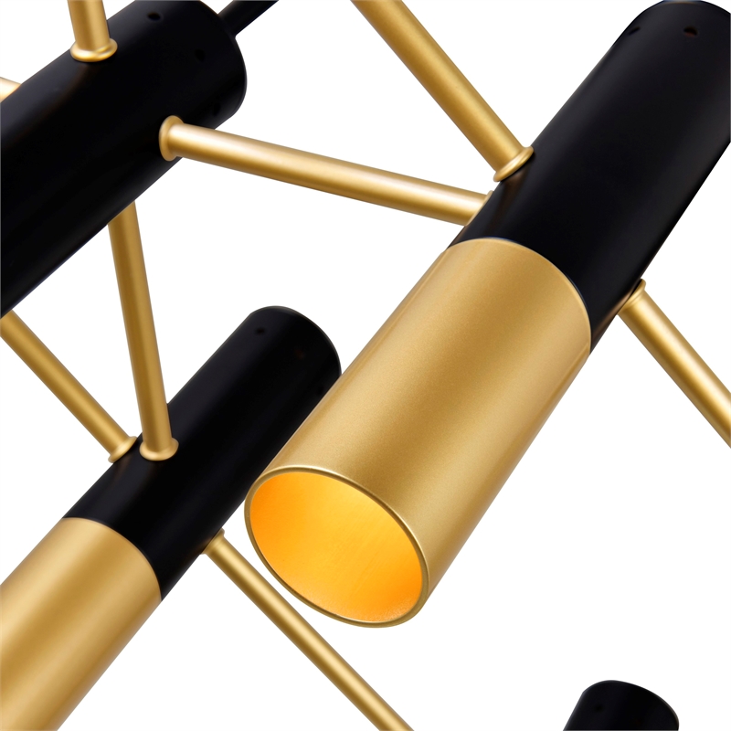 CWI Lighting Anem 10 Light Down Transitional Metal Chandelier in Black/Gold