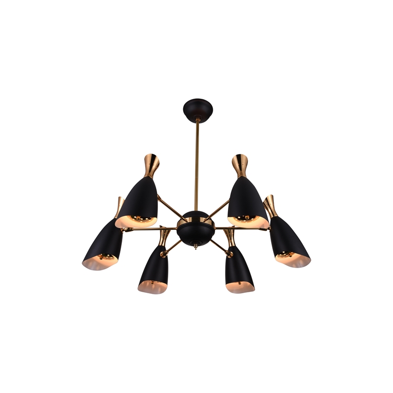 CWI Lighting Rolin 12 Light Down Transitional Metal Chandelier in Black/Gold