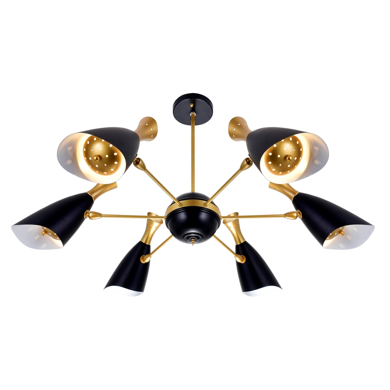 CWI Lighting Rolin 12 Light Down Transitional Metal Chandelier in Black/Gold