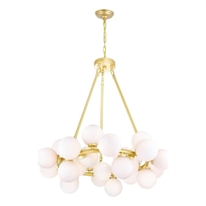 CWI Lighting Arya 25 Light Contemporary Metal Chandelier in Satin Gold