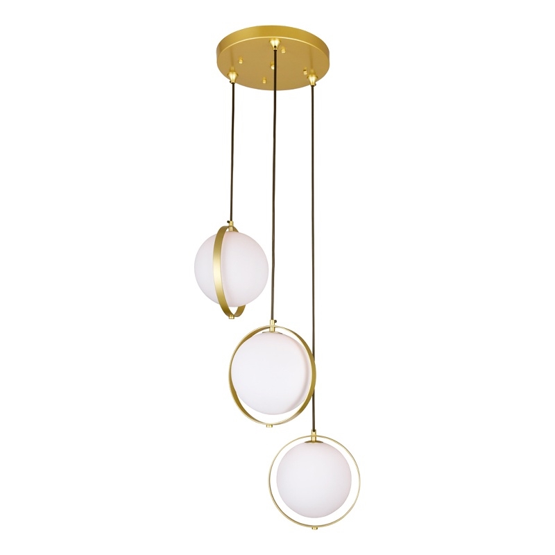 CWI Lighting Da Vinci 3 Light Contemporary Metal Pendant in Brass