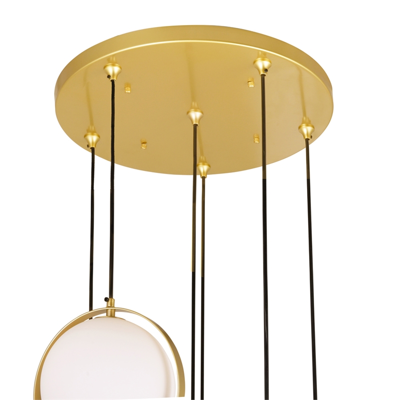 CWI Lighting Da Vinci 6 Light Contemporary Metal Pendant in Brass